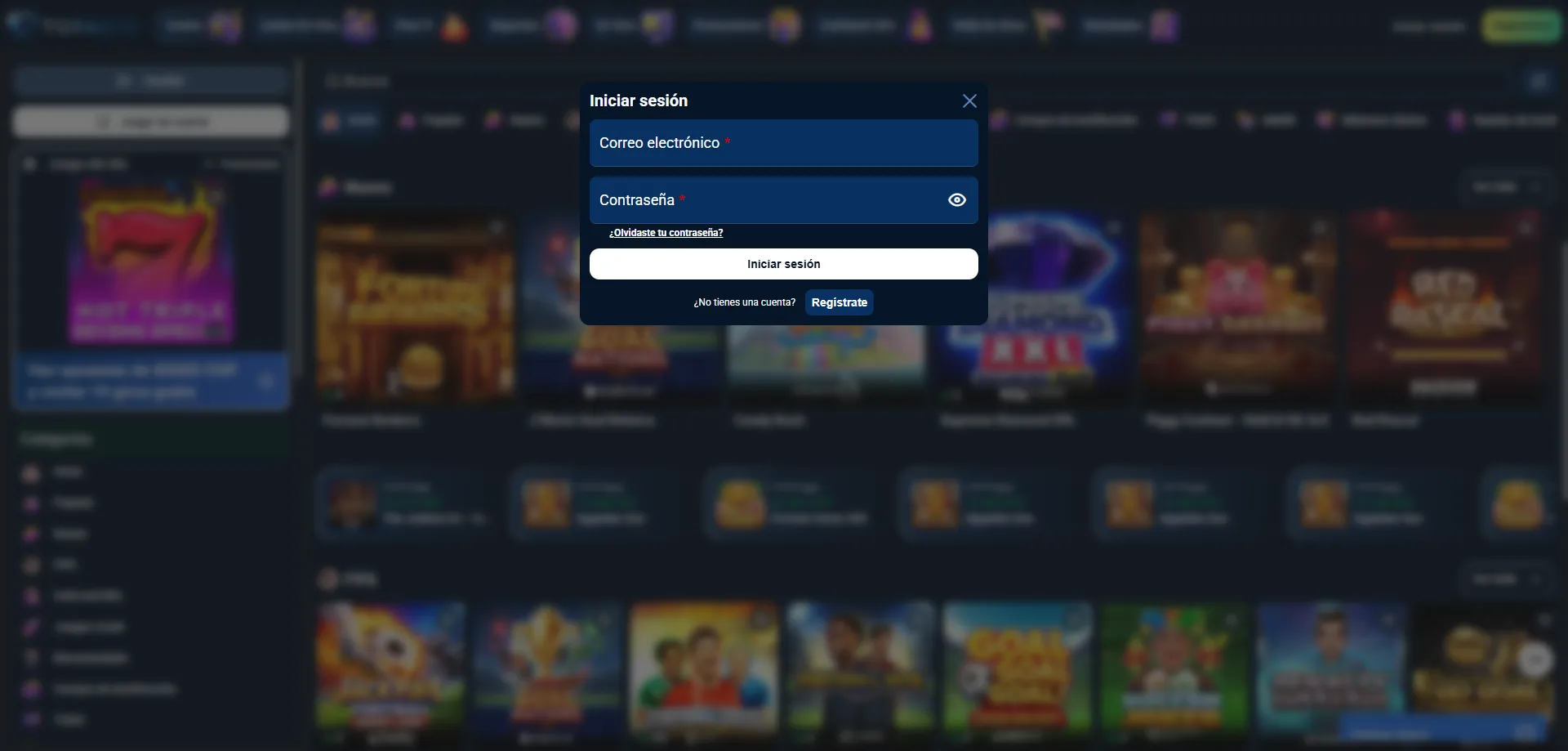 Inicio de sesi&oacute;n cuenta Topacio Casino gesti&oacute;n segura